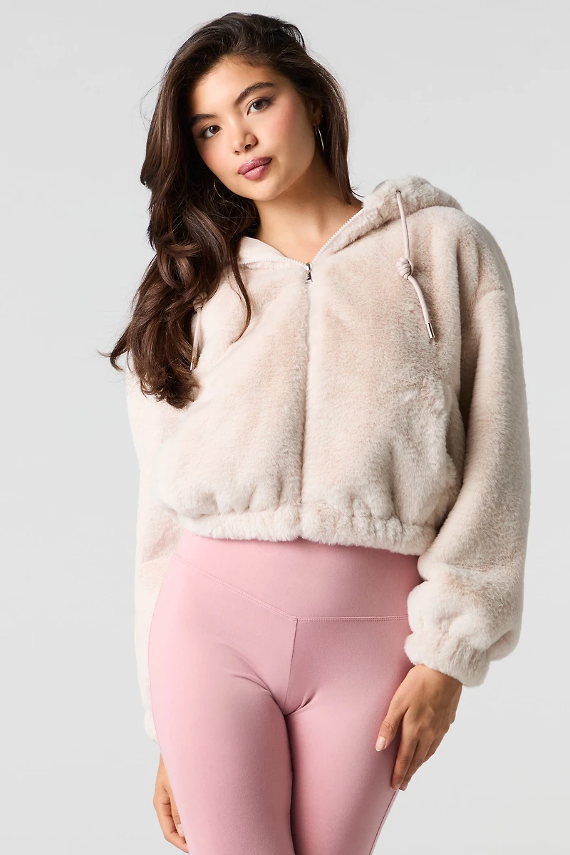 Blouson aviateur en similifourrure