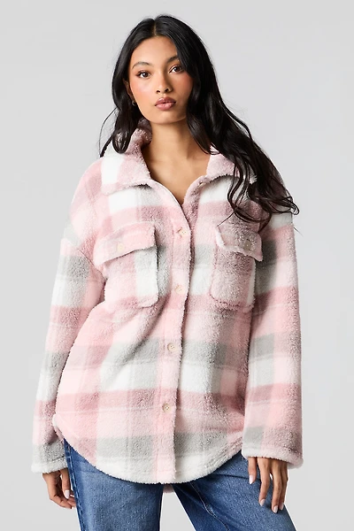 Surchemise en Sherpa à carreaux