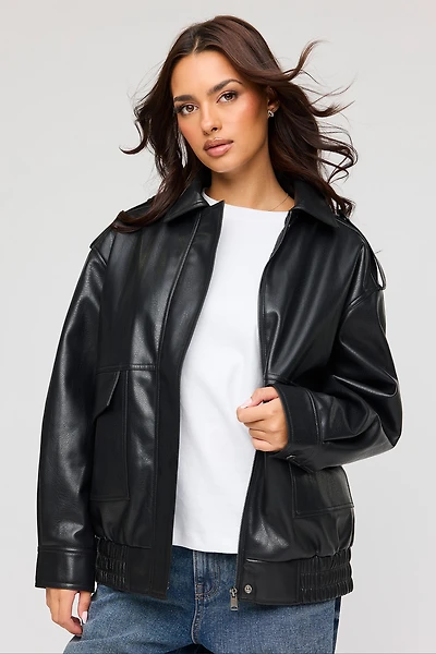 Oversized Faux Leather Jacket