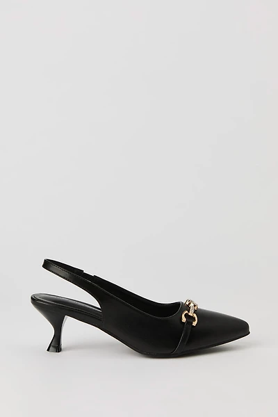Rhinestone Pointed Toe Slingback Kitten Heel
