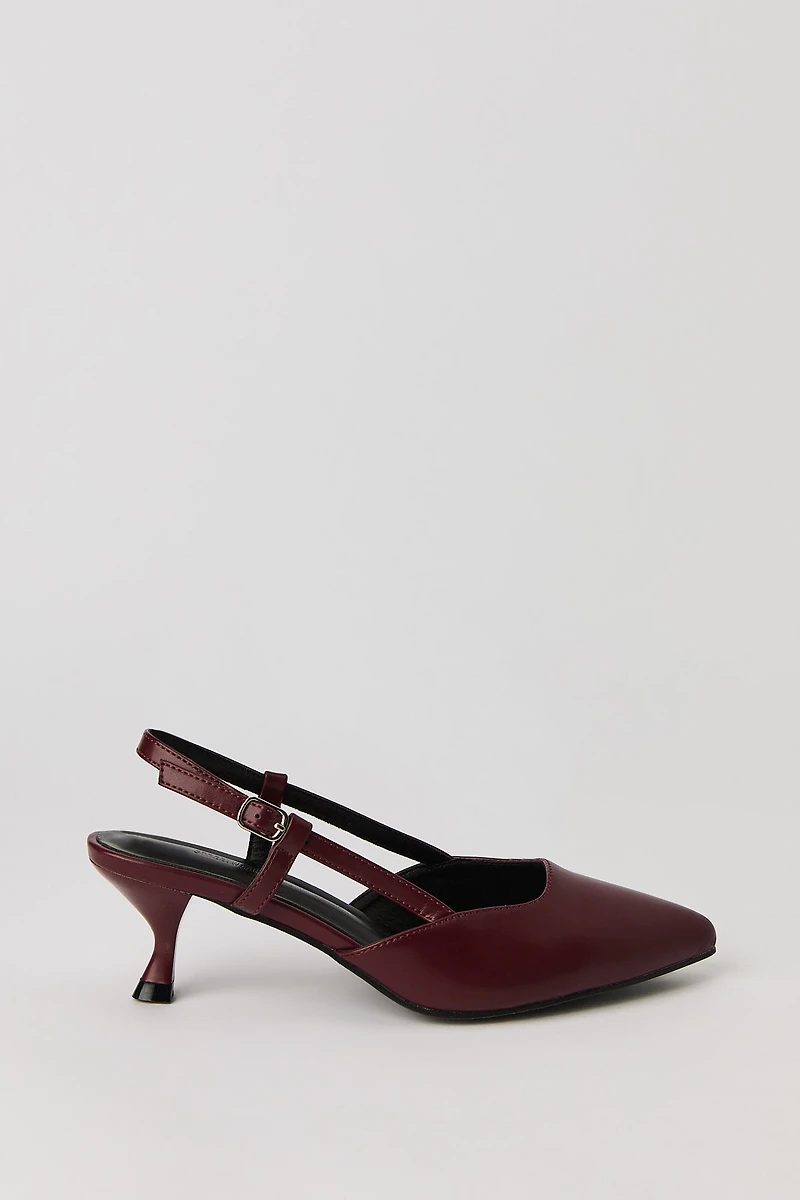 Pointed Toe Slingback Kitten Heel