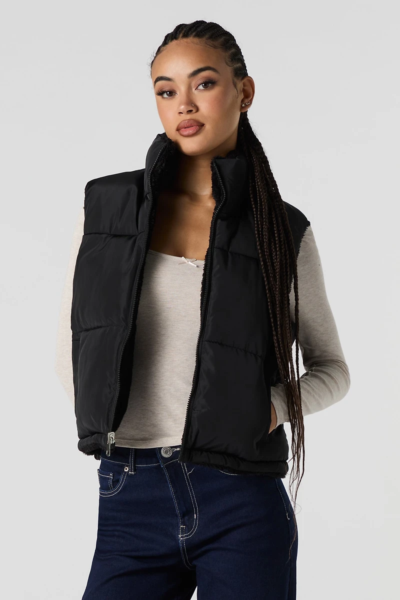 Sherpa Lined Reversible Puffer Vest