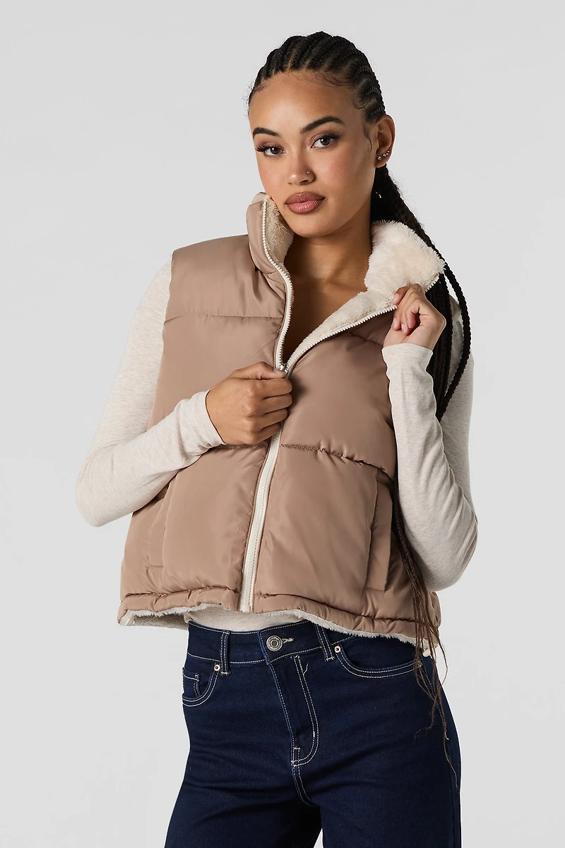 Veste bouffante réversible doublée de Sherpa