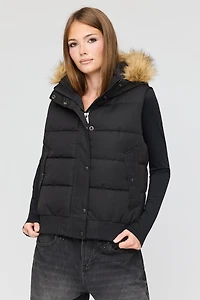 Faux Fur Trim Puffer Vest