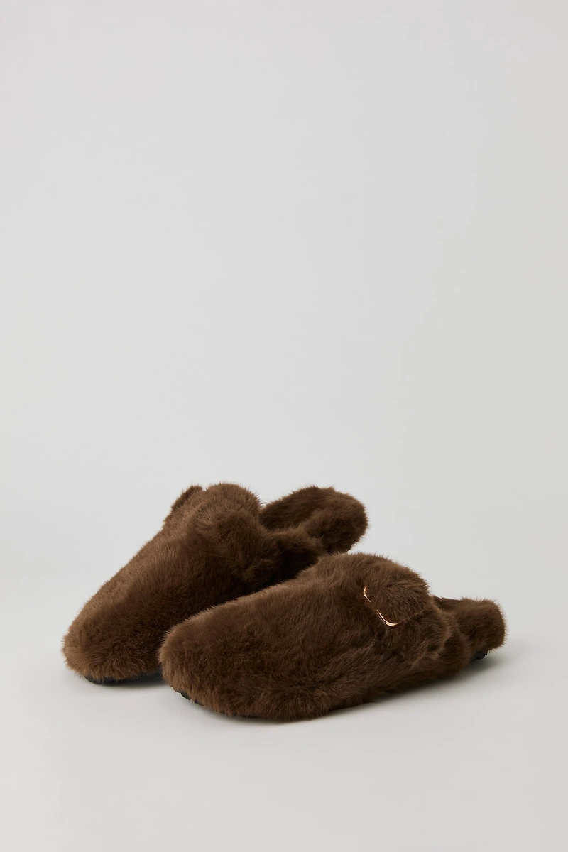 Sandales à enfiler en similifourrure
