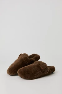 Sandales à enfiler en similifourrure