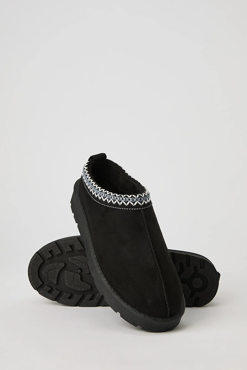 Faux Suede Embroidered Slipper Booties