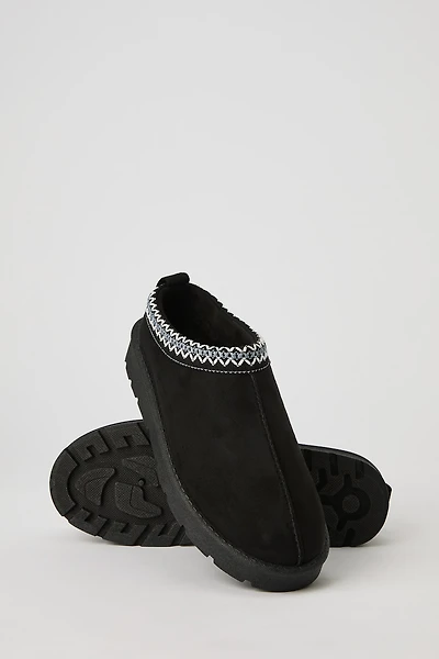 Faux Suede Embroidered Slipper Booties