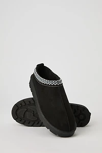 Faux Suede Embroidered Slipper Booties