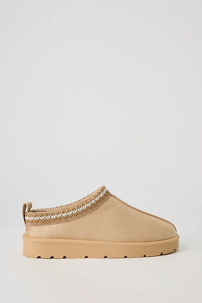 Faux Suede Embroidered Slipper Booties