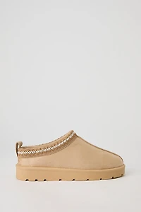 Faux Suede Embroidered Slipper Booties