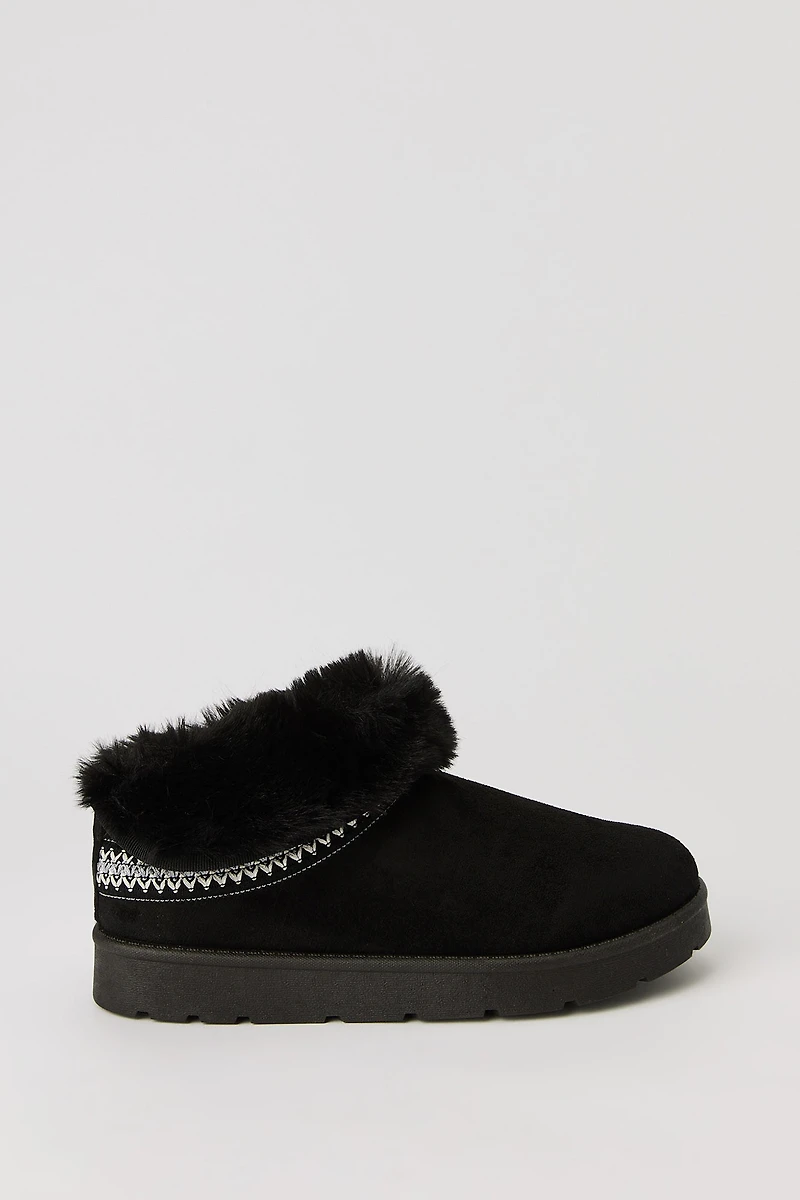 Faux Fur Lined Slipper Booties