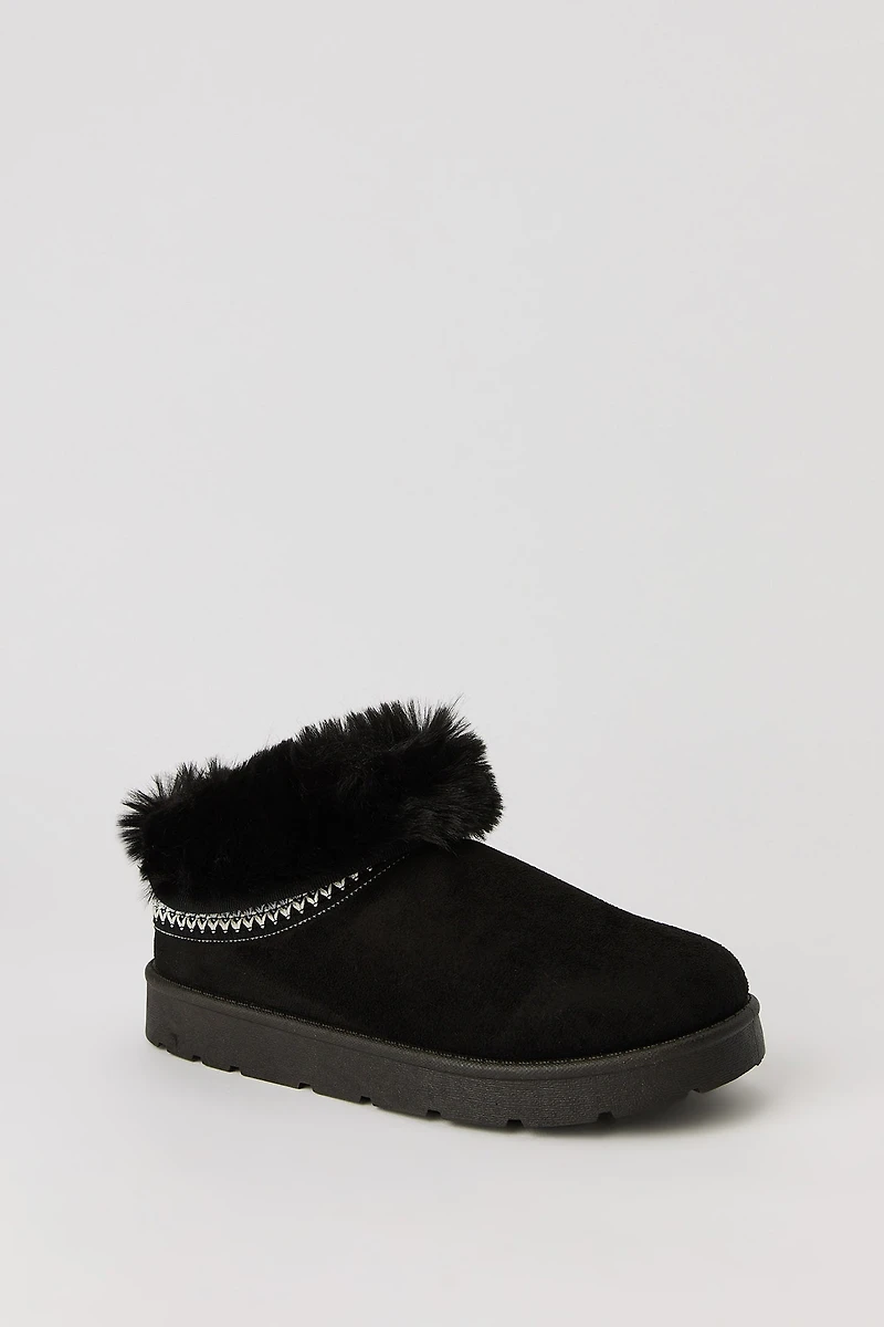 Faux Fur Lined Slipper Booties