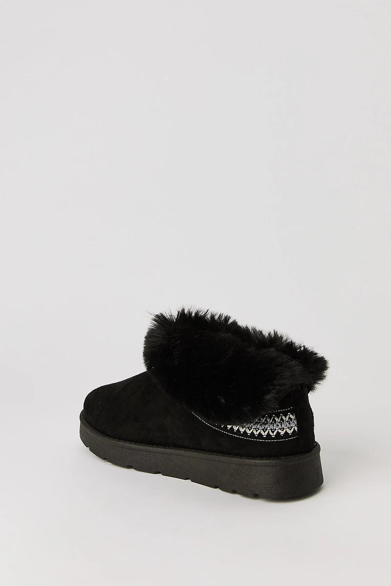 Faux Fur Lined Slipper Booties
