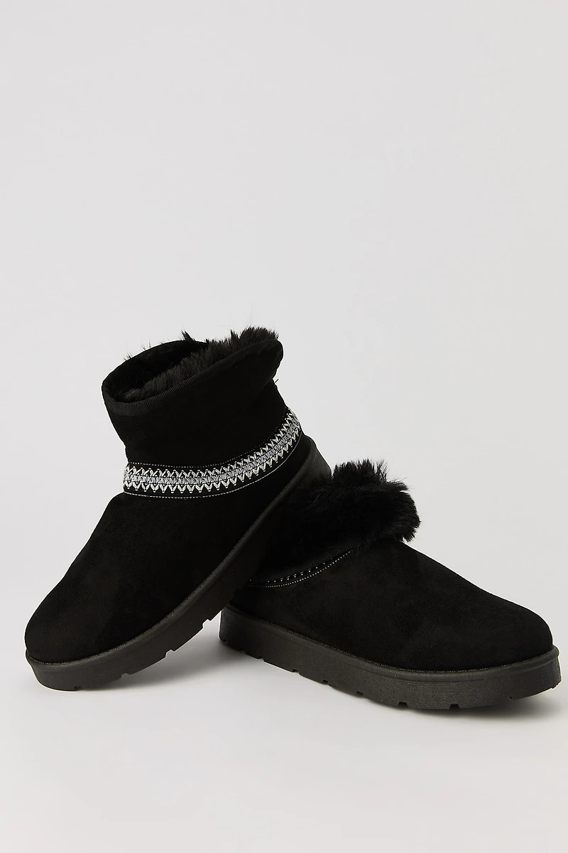 Faux Fur Lined Slipper Booties