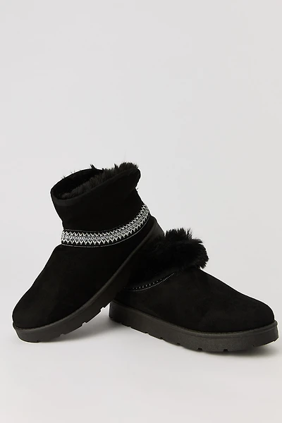 Faux Fur Lined Slipper Booties