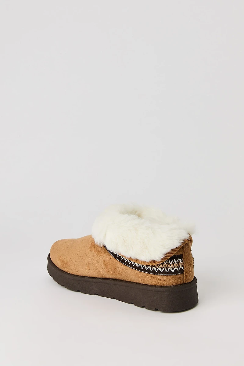 Faux Fur Lined Slipper Booties