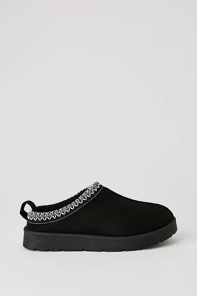 Faux Suede Embroidered Slipper Booties