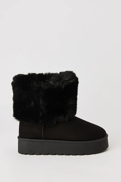 Faux Fur Lined Platform Ankle Booties