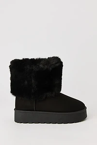 Faux Fur Lined Platform Ankle Booties