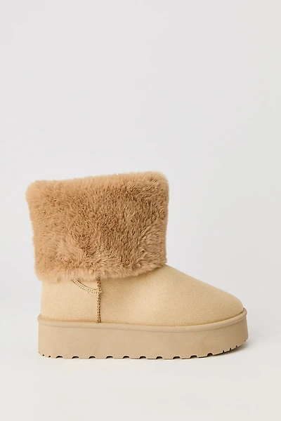 Bottines aux chevilles à semelle plateforme doublées de similifourrure