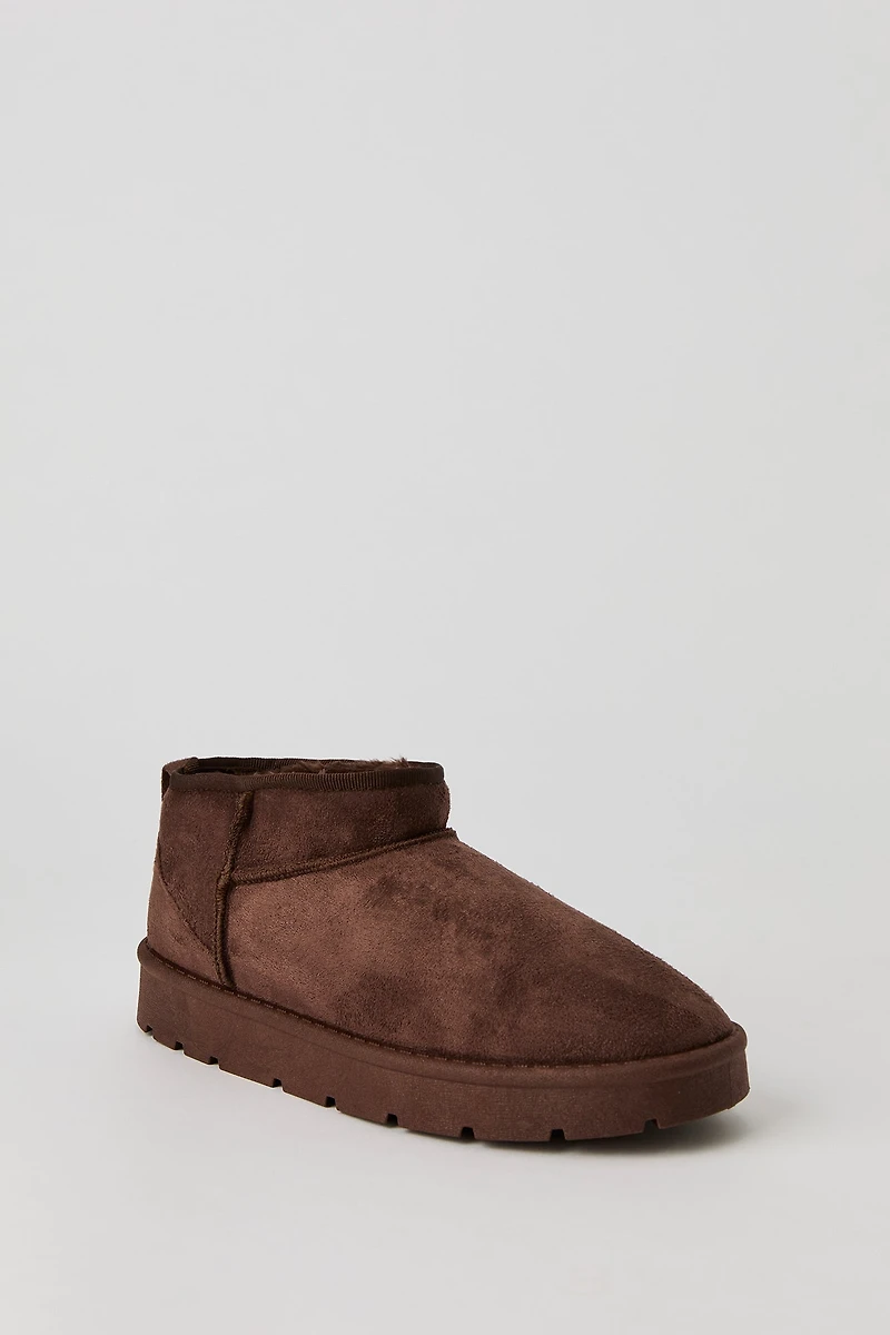 Faux Suede Ankle Slipper Booties