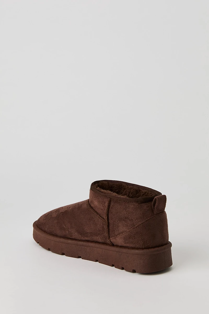 Faux Suede Ankle Slipper Booties