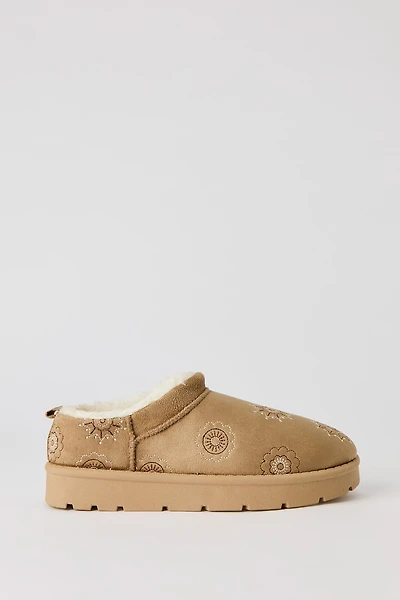 Faux-Suede Embroidered Slipper Booties