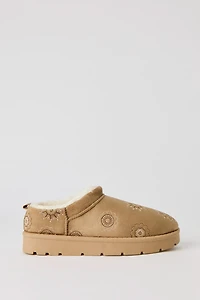 Faux-Suede Embroidered Slipper Booties
