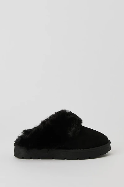 Faux Fur Collared Platform Slipper Booties