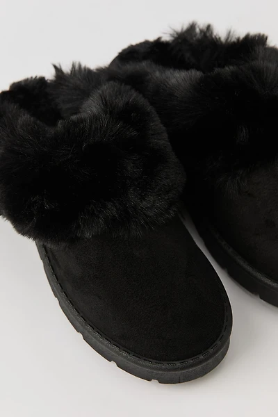 Faux Fur Collared Platform Slipper Booties