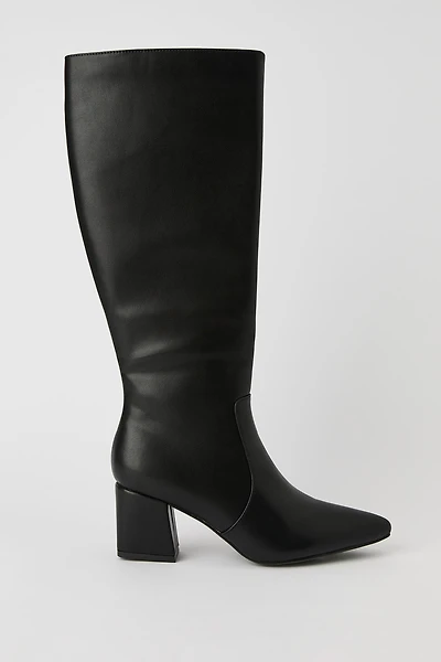 Faux Leather Block Heel Boot