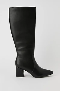 Faux Leather Block Heel Boot