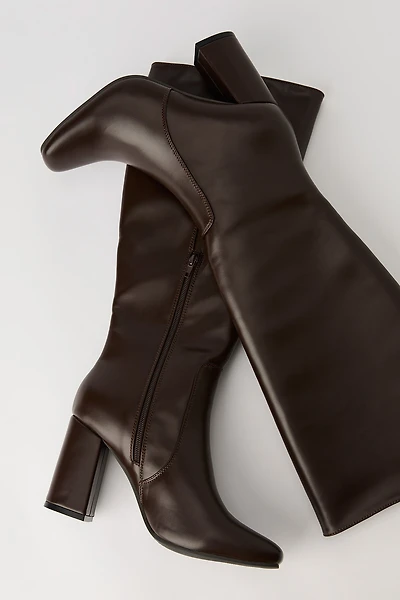 Bottes aux genoux à talon haut en similicuir