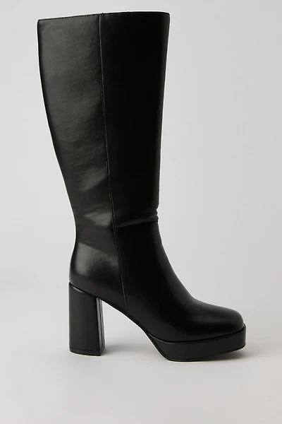 Faux Leather Knee High Platform Boot