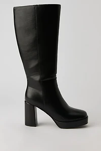 Faux Leather Knee High Platform Boot