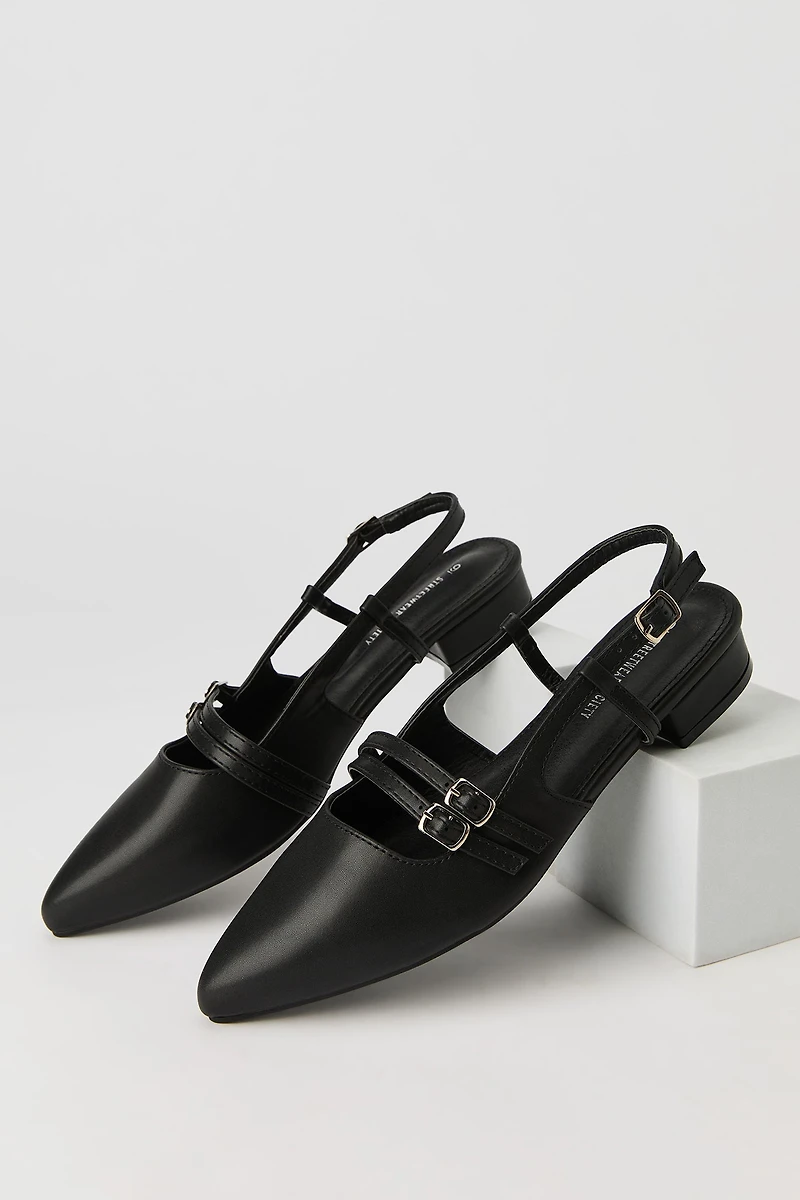 Buckled Slingback Pumps