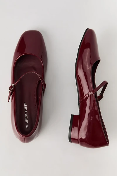 Faux Patent Leather Low Heel Ballet Flat