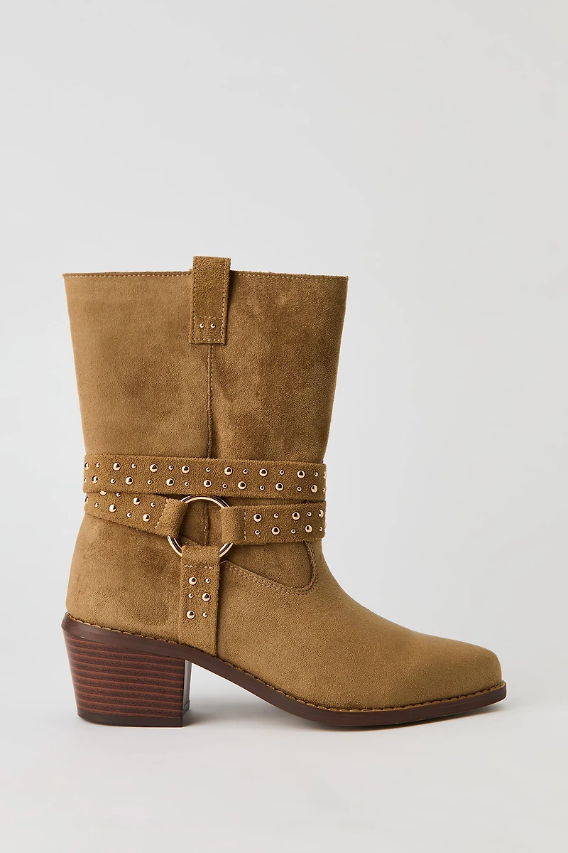 Bottes en similisuède avec bride cloutée