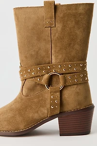 Bottes en similisuède avec bride cloutée