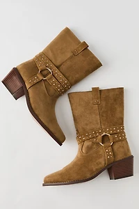 Faux Suede Studded Strap Boot