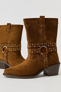 Bottes en similisuède avec bride cloutée