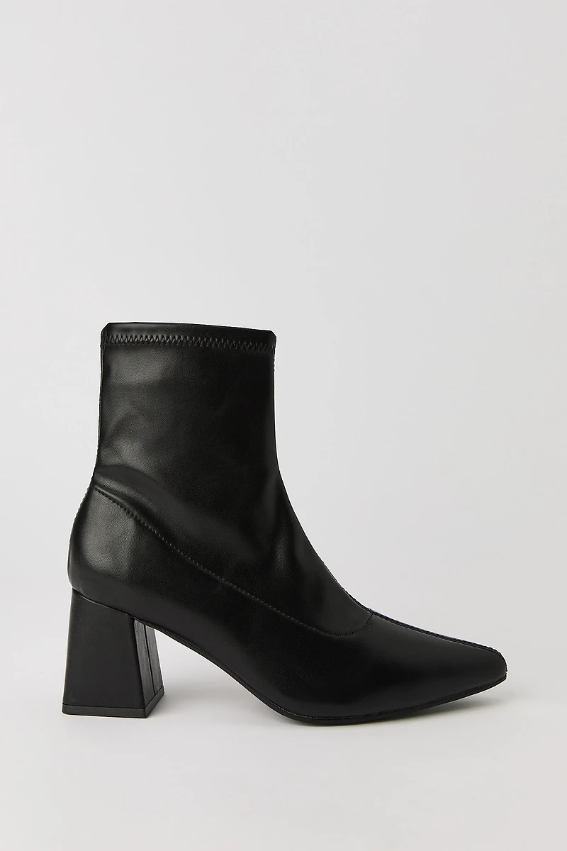 Pointed Toe Block Heel Booties