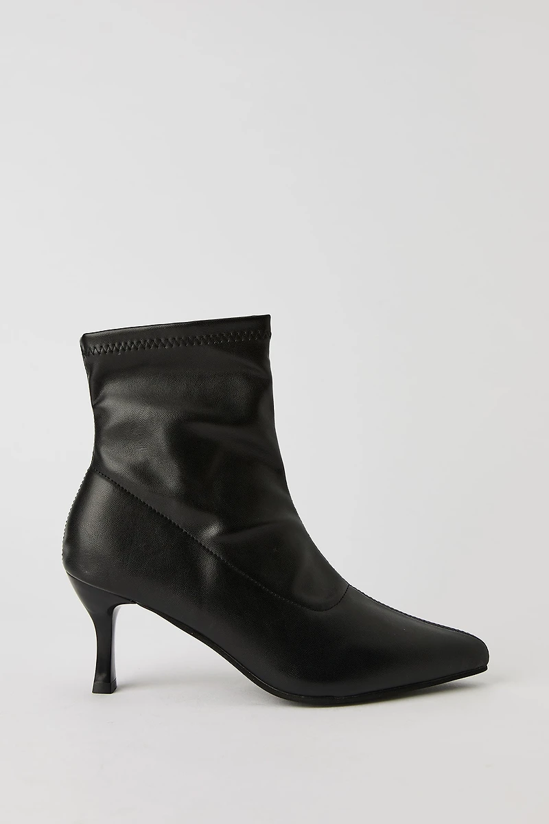 Faux Leather Kitten Heel Booties