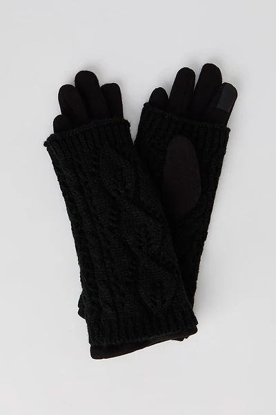 Cable Knit Overlay Touch Screen Gloves
