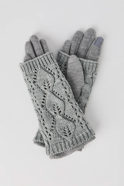 Cable Knit Overlay Touch Screen Gloves
