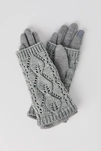 Cable Knit Overlay Touch Screen Gloves