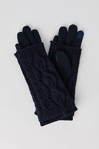 Cable Knit Overlay Touch Screen Gloves