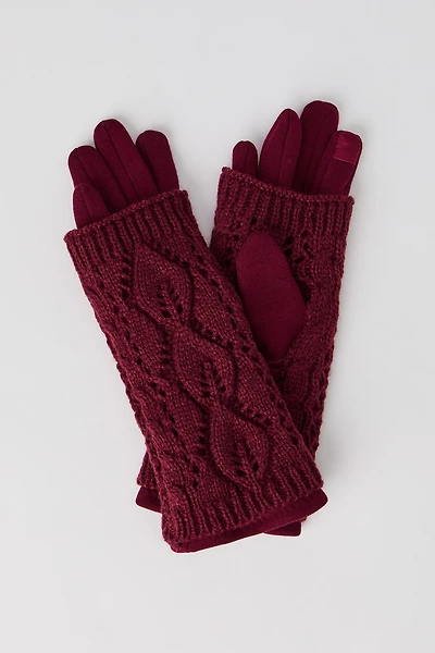 Cable Knit Overlay Touch Screen Gloves