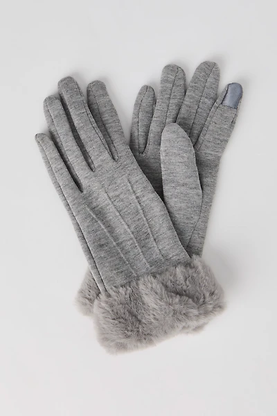 Faux Fur Trim Touch Screen Gloves